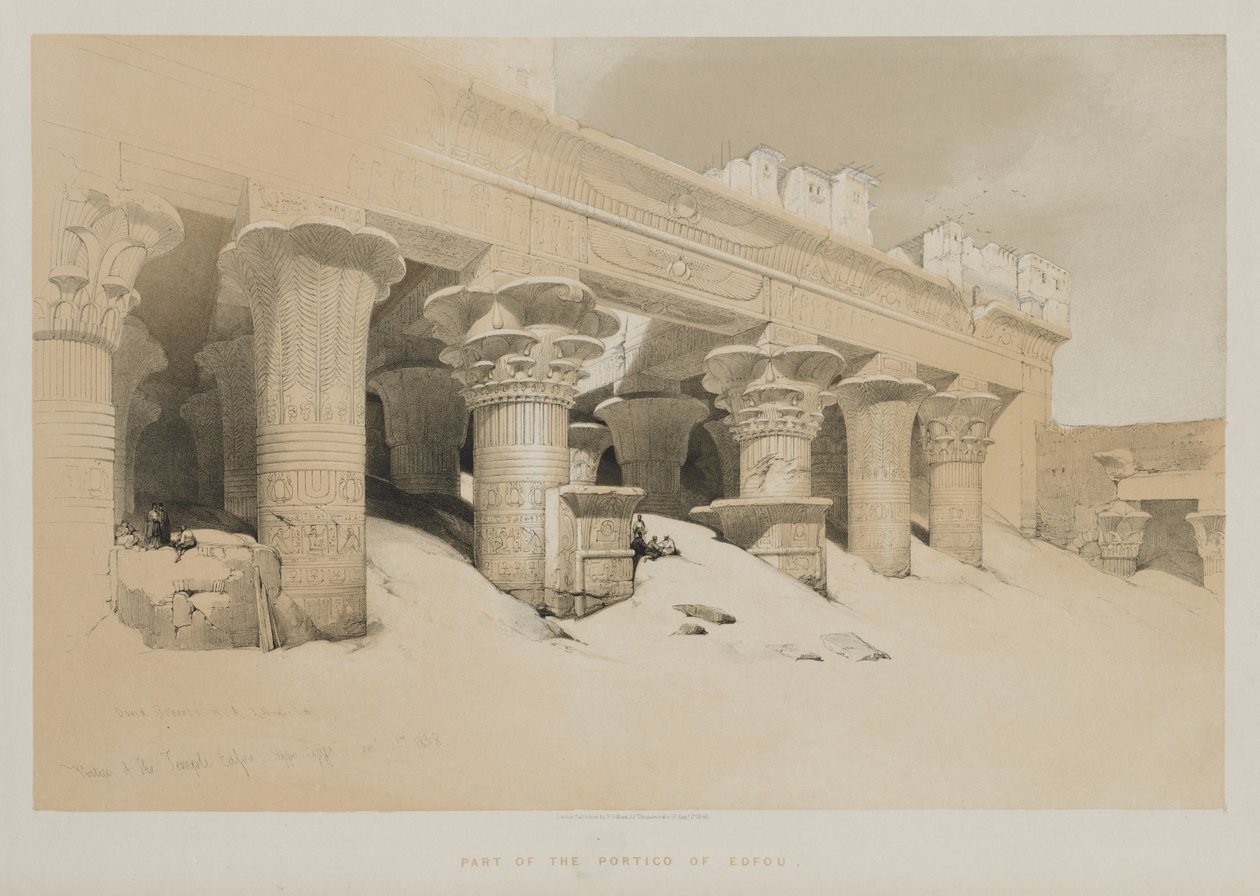Mısır ve Nubia Cilt I: Edfou Tapınağı Portikosu, Yukarı Mısır by Louis Haghe