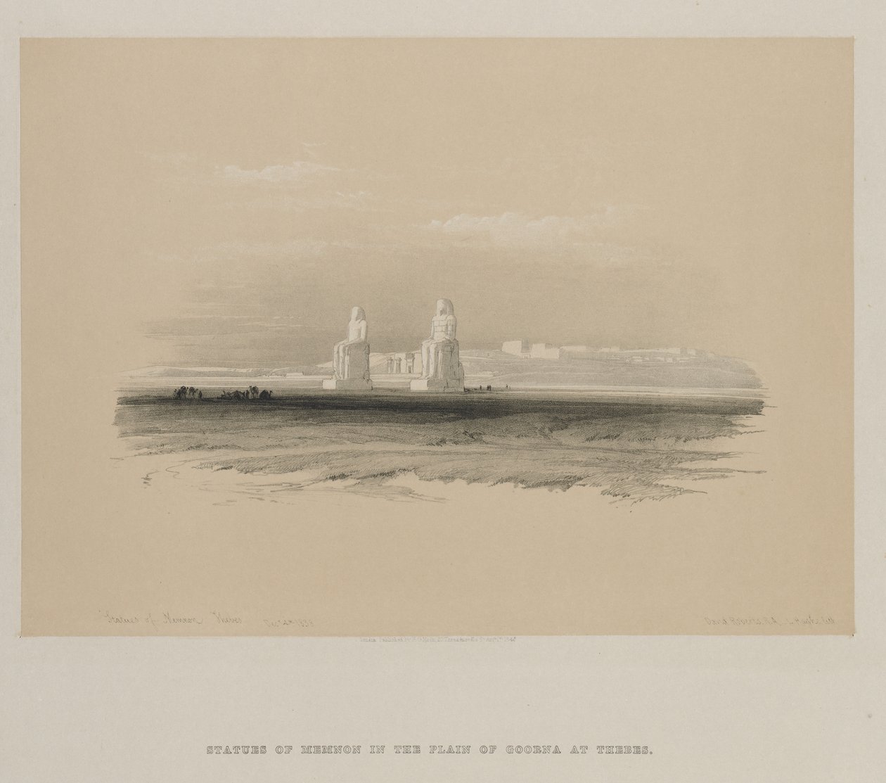 Mısır ve Nubia, Cilt I: Memnon Heykelleri, Thebes, 1846. by Louis Haghe