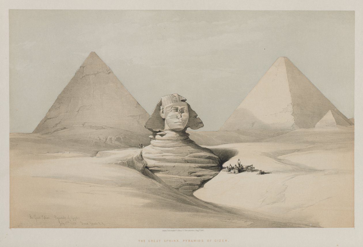 Mısır ve Nubia, Cilt I: Büyük Sfenks, Gezeeh Piramitleri, 1846. by Louis Haghe