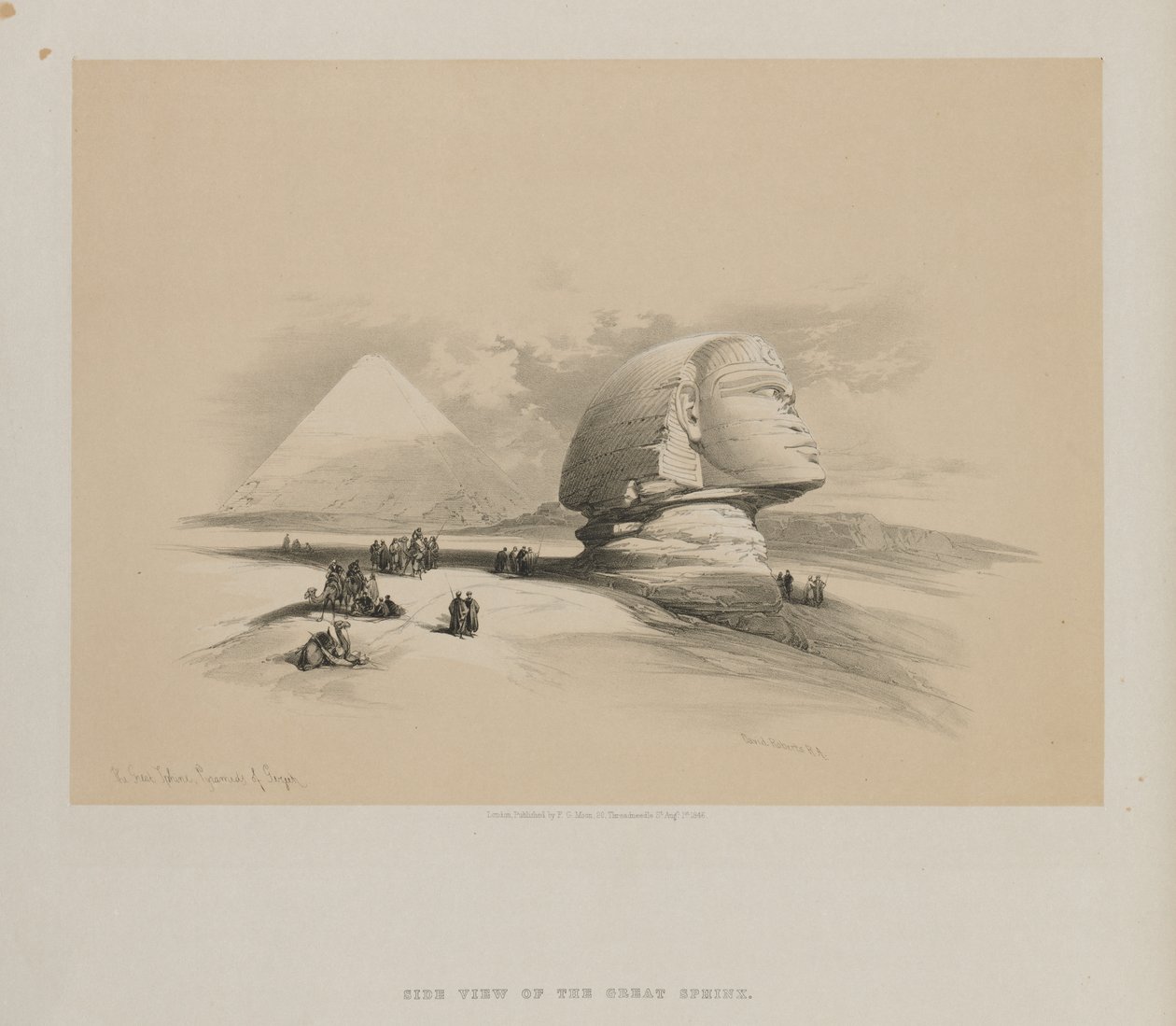 Mısır ve Nubia, Cilt I: Büyük Sfenks, Gezeeh Piramitleri, 1846. by Louis Haghe