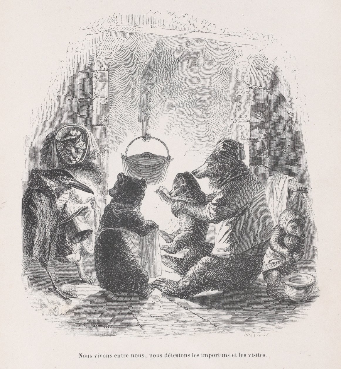Kendi aramızda yaşıyoruz, baş belalarından nefret ediyoruz ve Scenes from..., ca. 1837-47. by Louis Henri Brévière