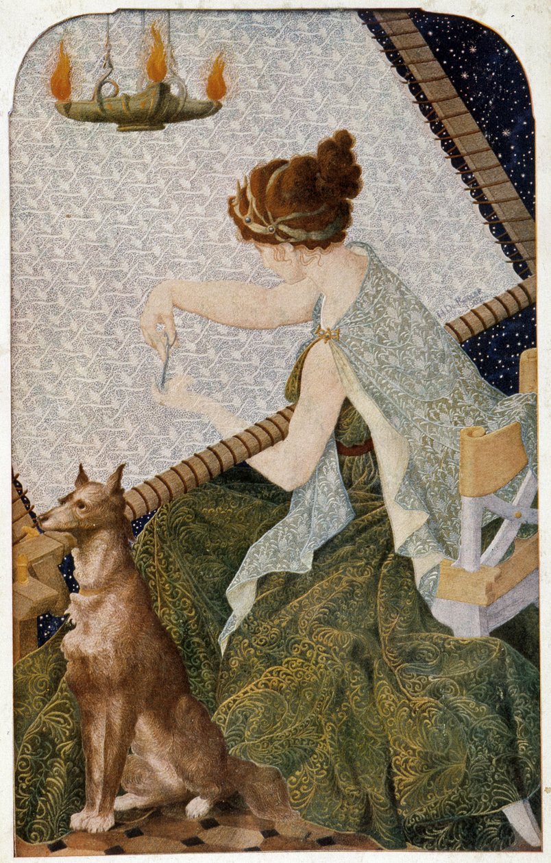 Goblenli Penelope - H. de Rudder tarafından işlenmiş panel by Louis Henri de Rudder