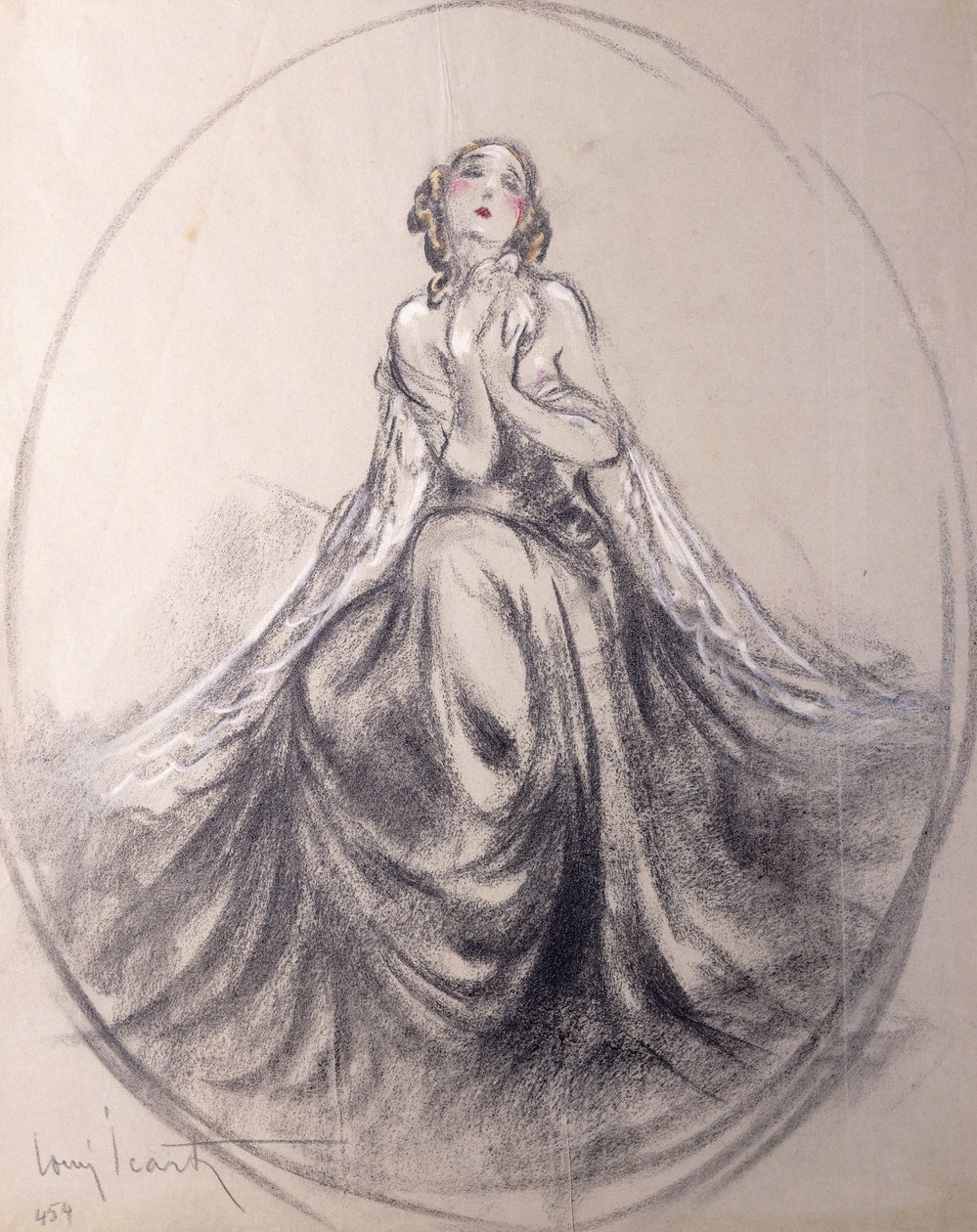 Tiyatro Pozunda Oturan Bir Bayan by Louis Icart