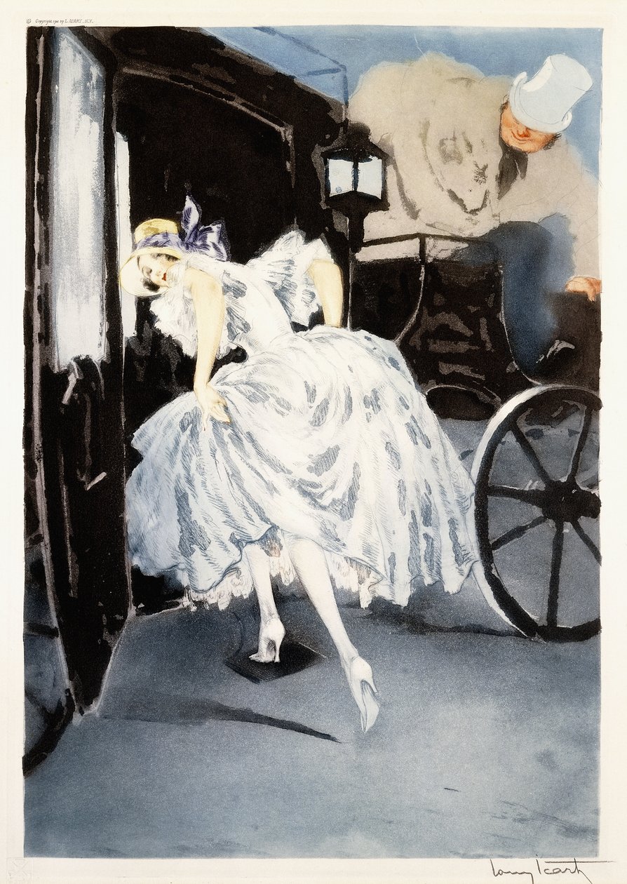 Ayrılış, c.1941 (aşındırma ve kuru nokta) by Louis Icart