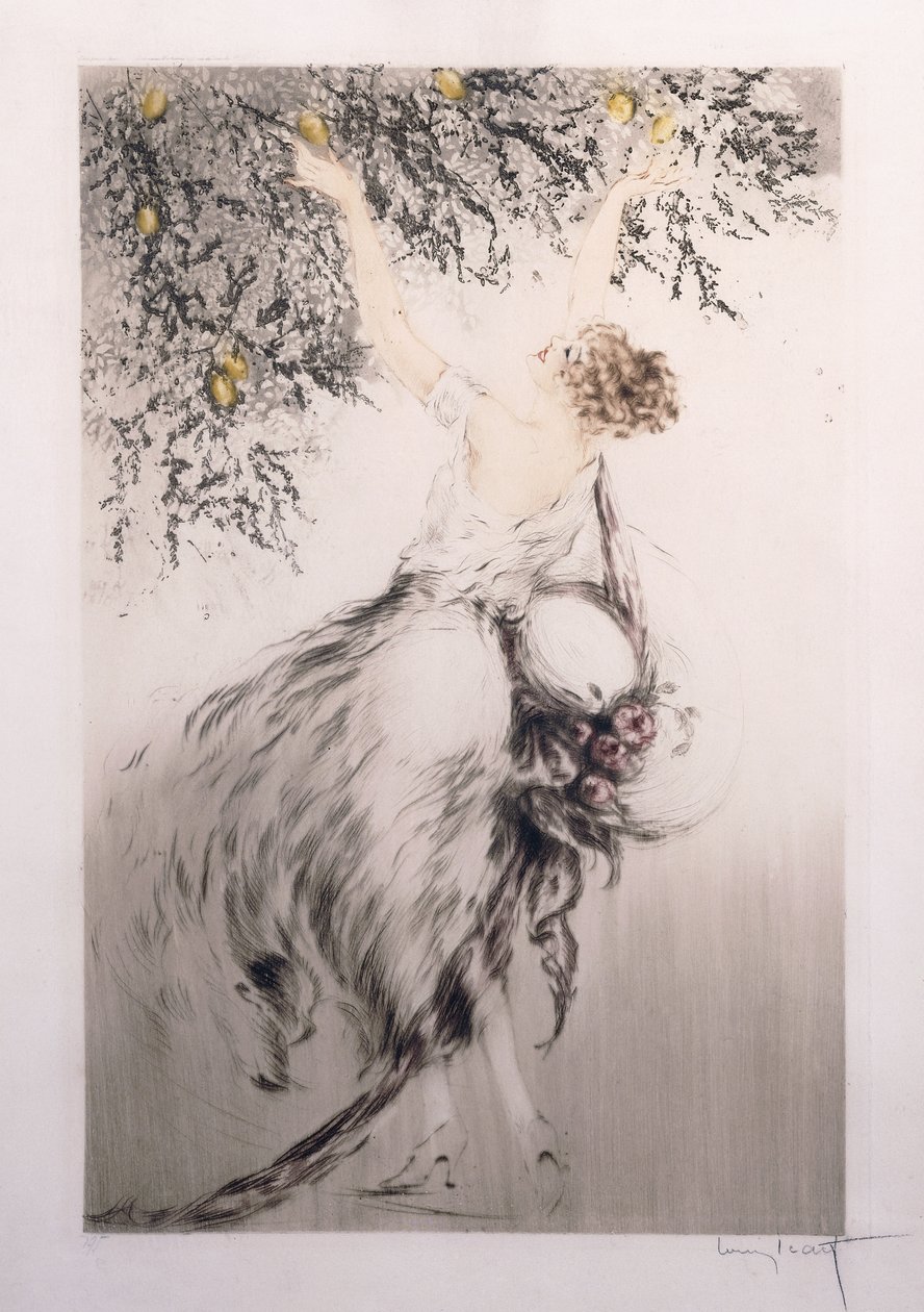 limon toplayan kız by Louis Icart