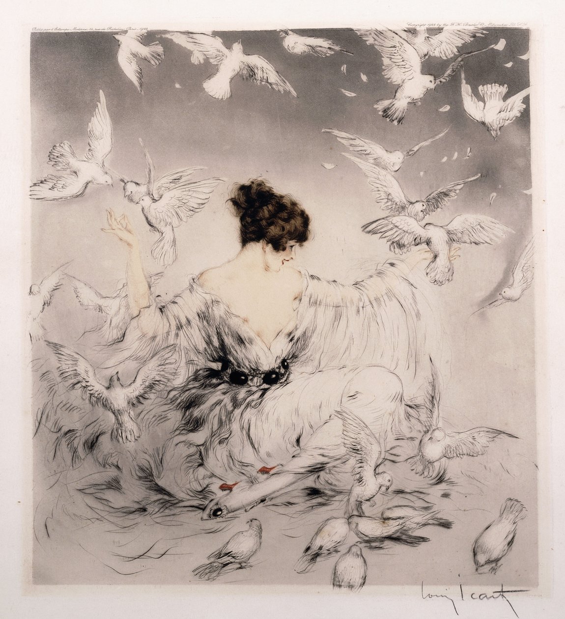 güvercinli kız by Louis Icart
