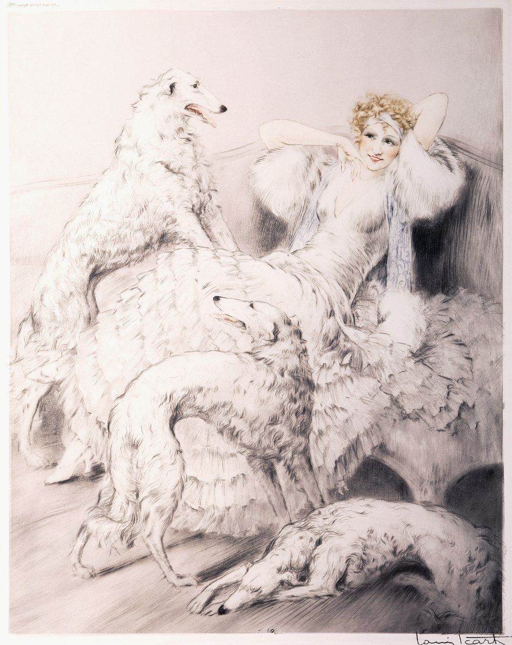 Görevlisi Borzoi ile Izgara by Louis Icart