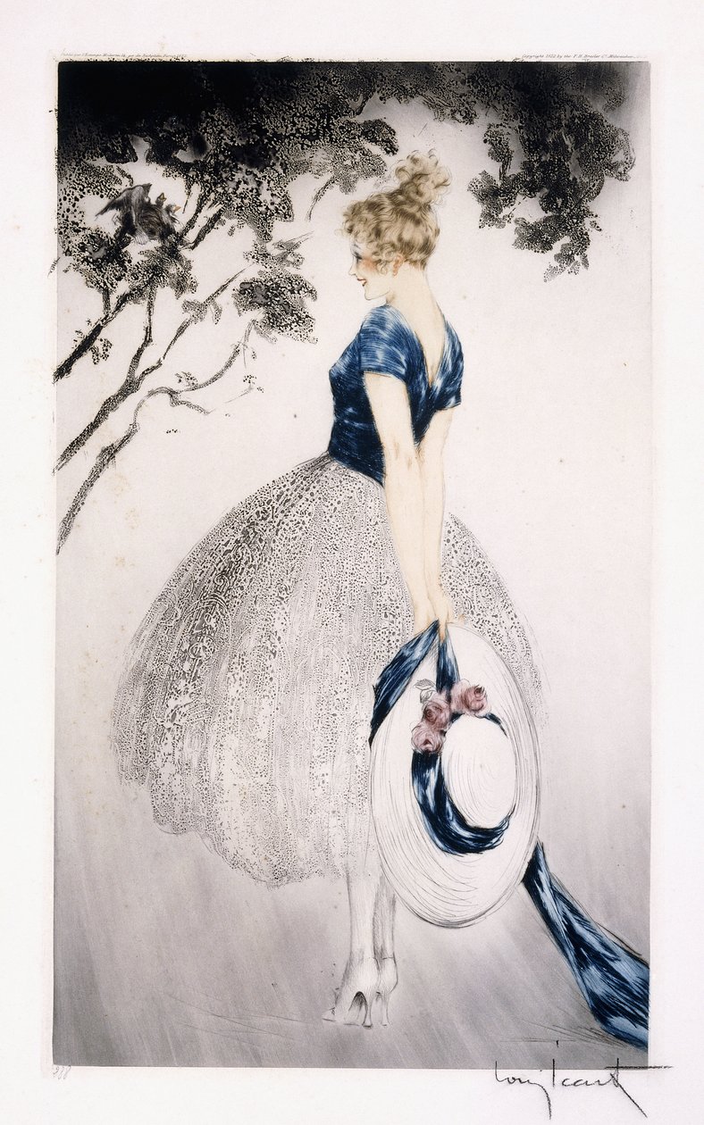 In the Nest, c.1922 (aşındırma ve kuru nokta) by Louis Icart
