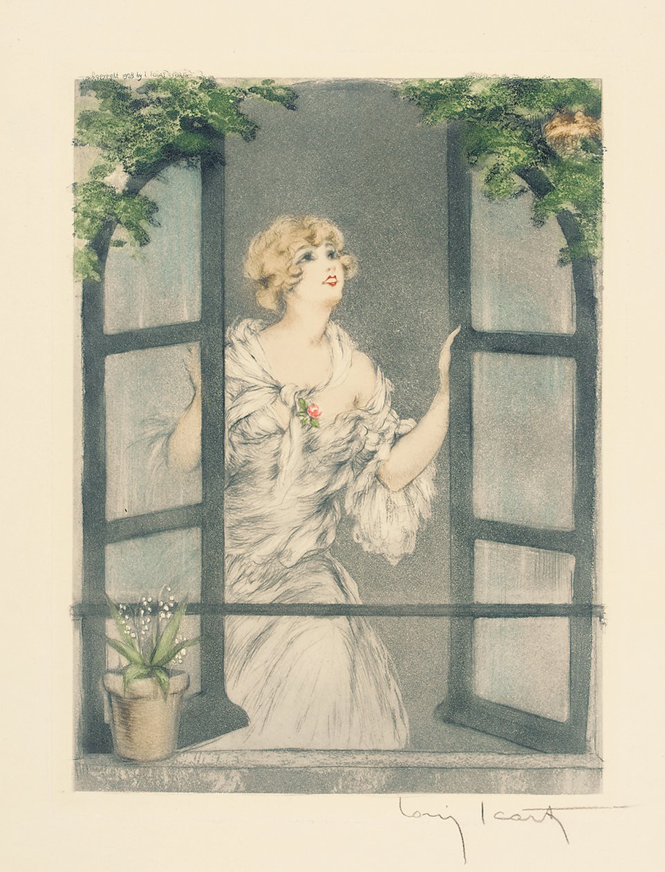 The Four Seasons: Spring, c.1928 (el boyaması kuru nokta ve aquatint) (ayrıca bkz. 745548-51) by Louis Icart