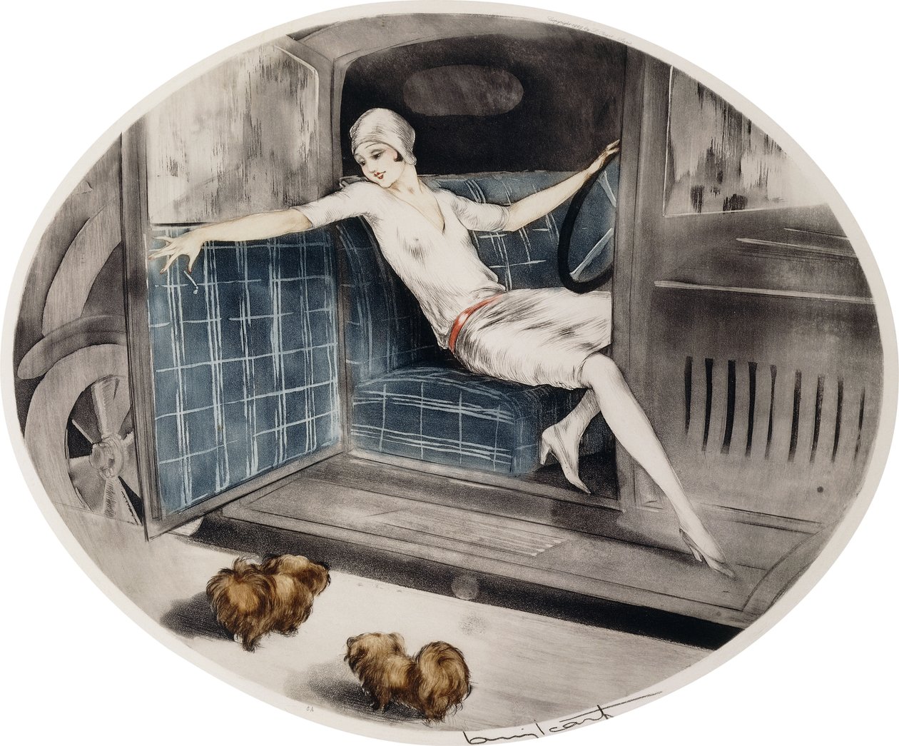Arabada İki Pekinli Kadın by Louis Icart