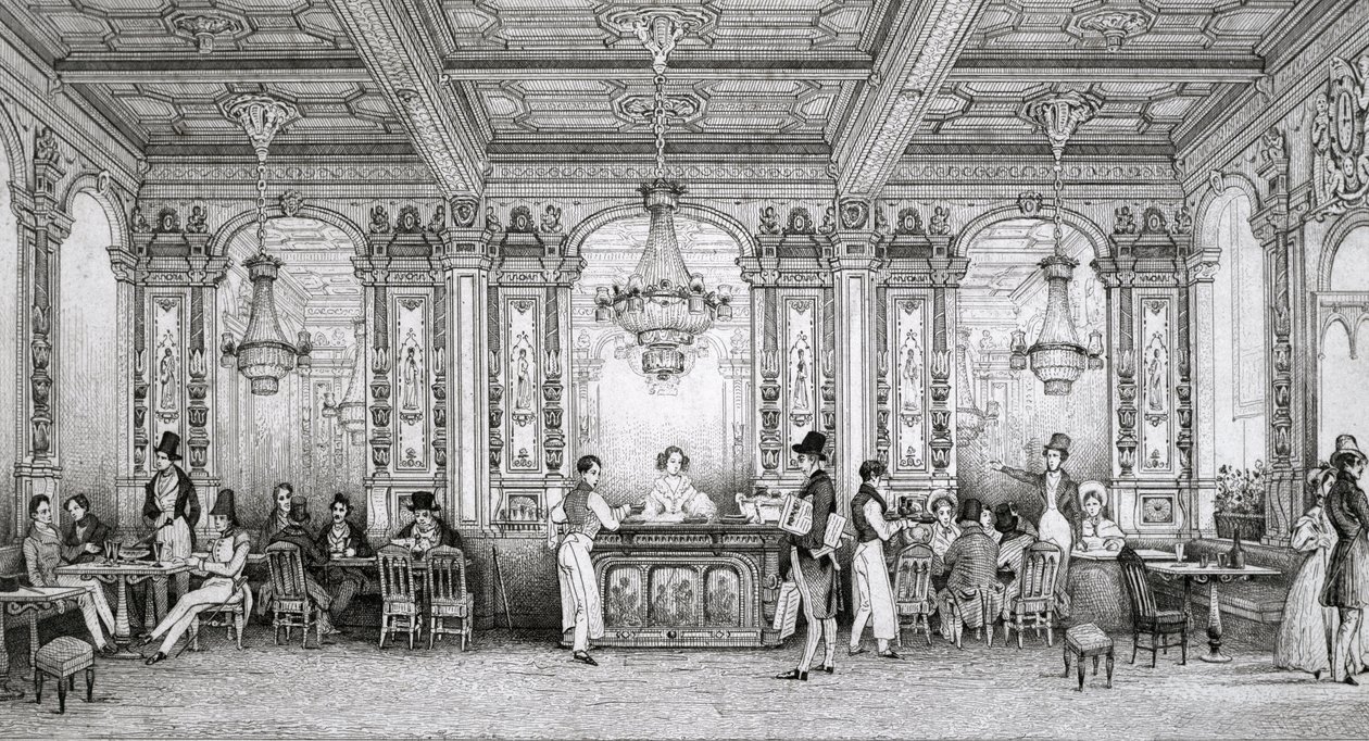 Cafe de la Banque de France, mimar Dusillon tarafından inşa edilmiş ve Place de Victoire