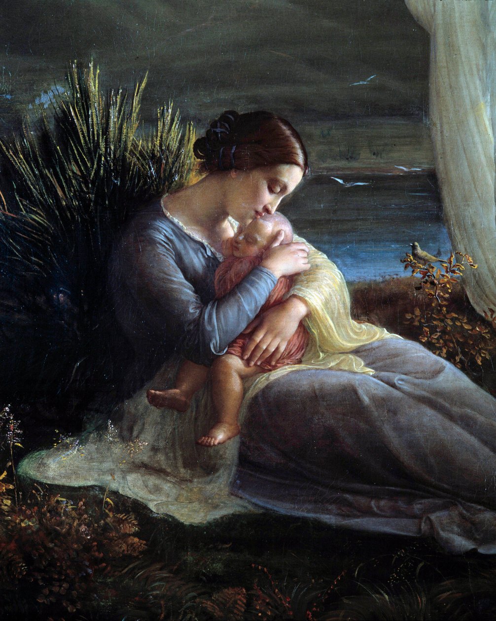 Ruhun şiiri; Melek ve anne, anne ve çocuğun detayı by Louis Janmot