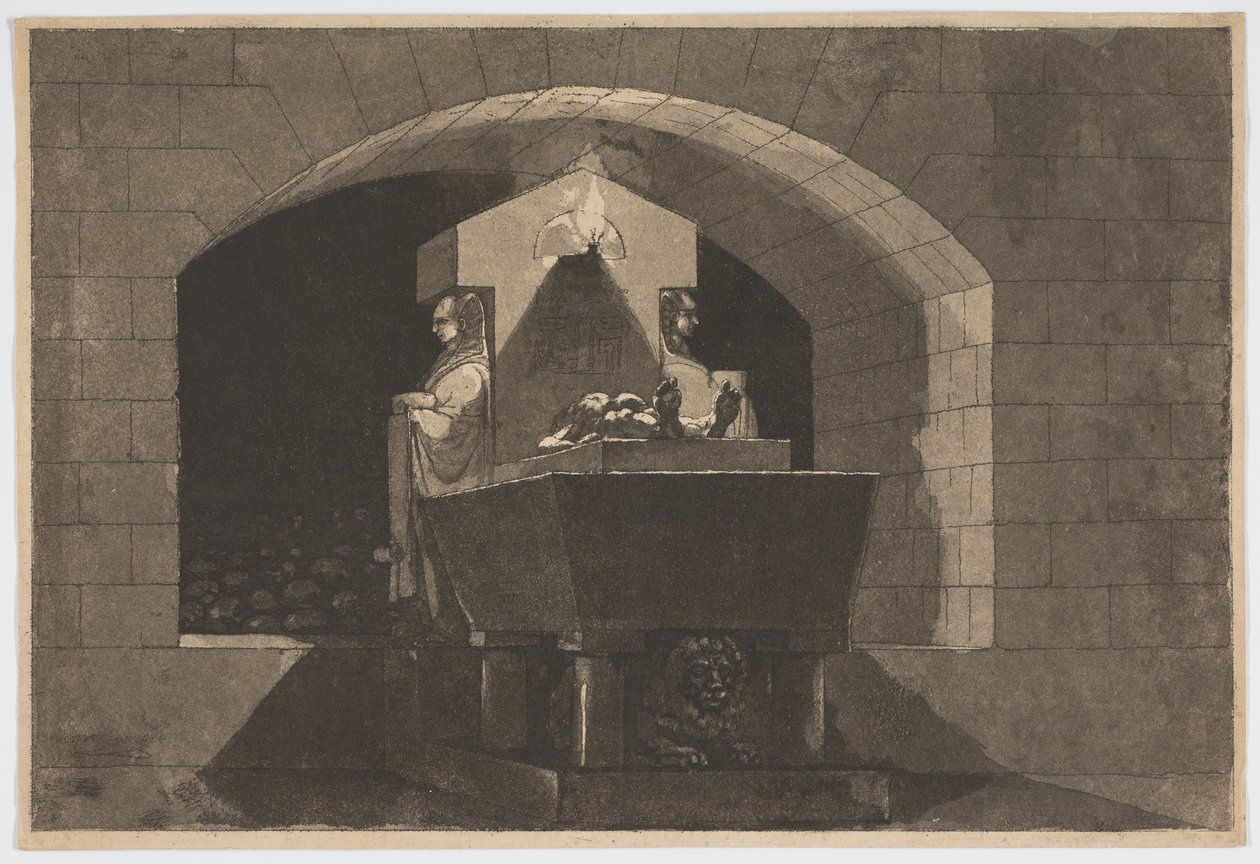 Caryatids ile Mezar by Louis Jean Desprez