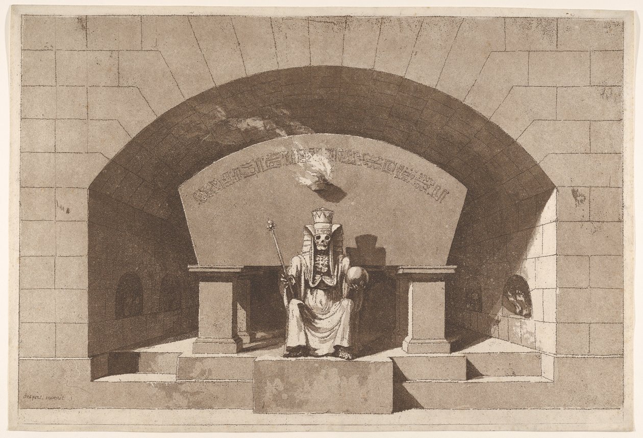 Ölümün Sfenks Olarak Taht Edildiği Mezar, M.Ö. 1779-84. by Louis Jean Desprez