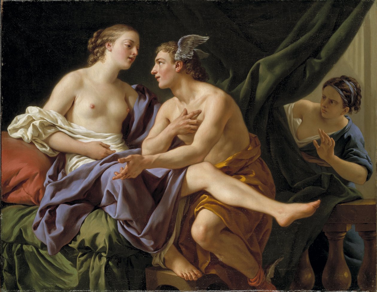 Mercure, Herse et Aglaure - Merkür, Herse ve Aglaurus, Lagrenee, Louis-Jean-Francois (1725-1805). Tuval üzerine yağlıboya by Louis Jean François Lagrenée