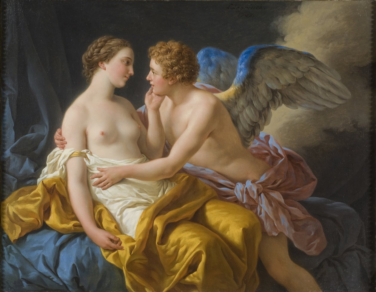 Cupidon et Psyche - Aşk Tanrısı ve Ruh, Lagrenee, Louis-Jean-Francois (1725-1805). Tuval üzerine yağlıboya by Louis Jean François Lagrenée