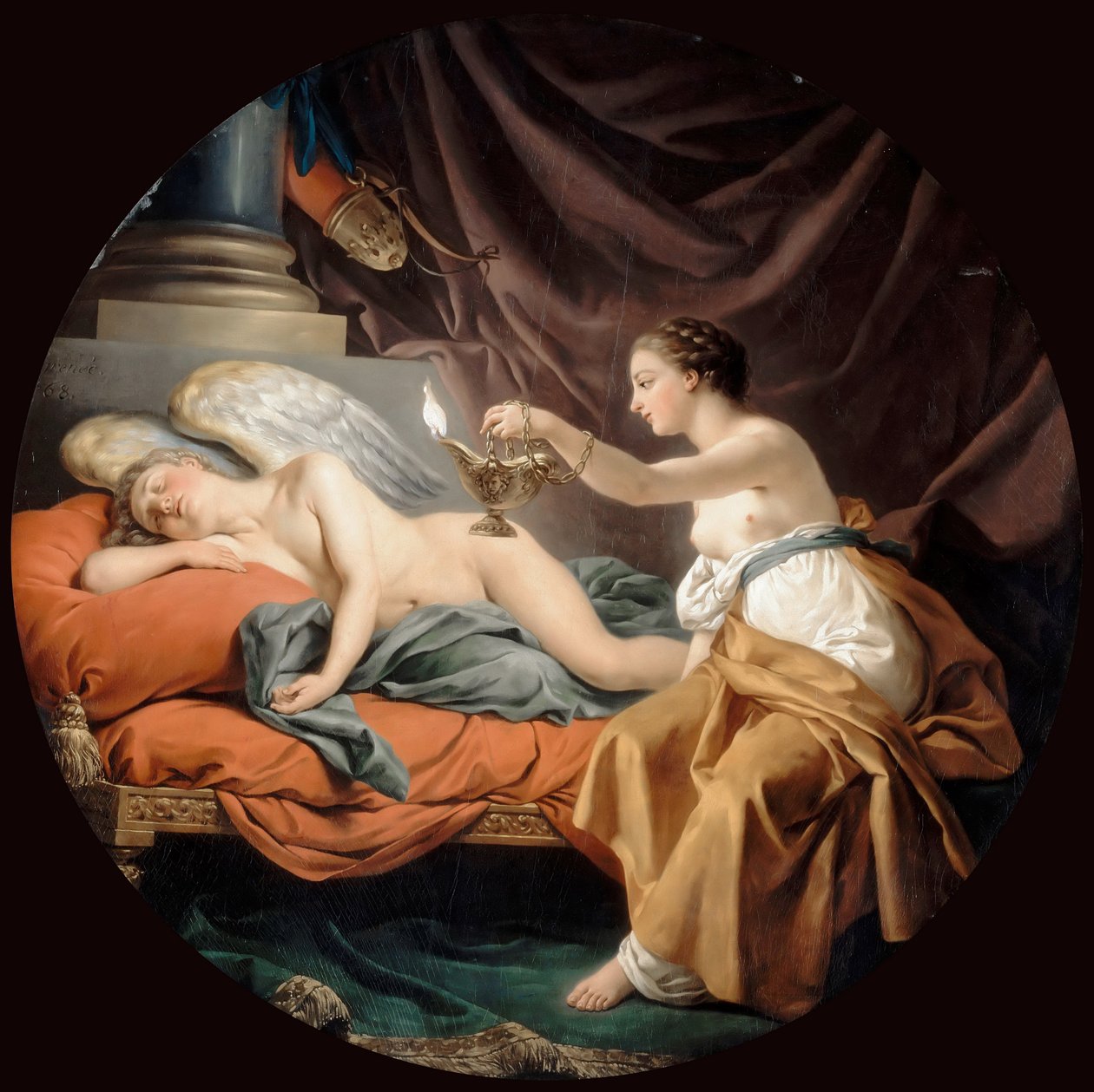 Psyche Şaşırtıcı Uyuyan Aşk Tanrısı by Louis Jean François Lagrenée