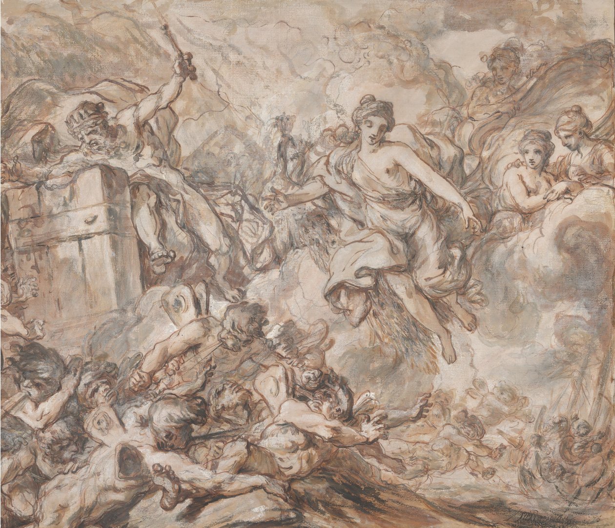 Juno, Aeolus'a Rüzgarları Serbest Bırakması İçin Emir Veriyor, 1775. by Louis Jean Jacques Durameau