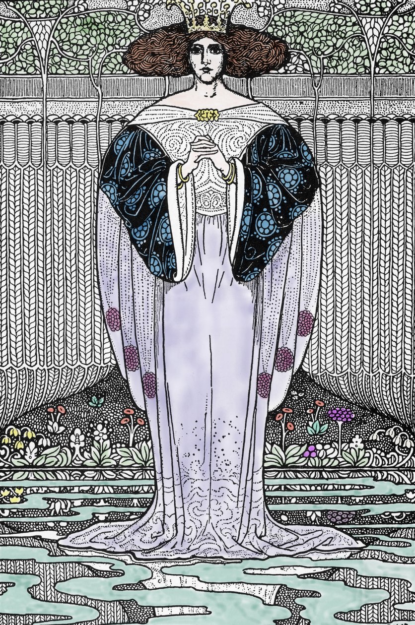 Louis Rhead'in (1858-1926) "Kral Arthur ve Şövalyeleri" için Gölün Hanımı (Nimue, Viviane) İllüstrasyonu by Louis John Rhead
