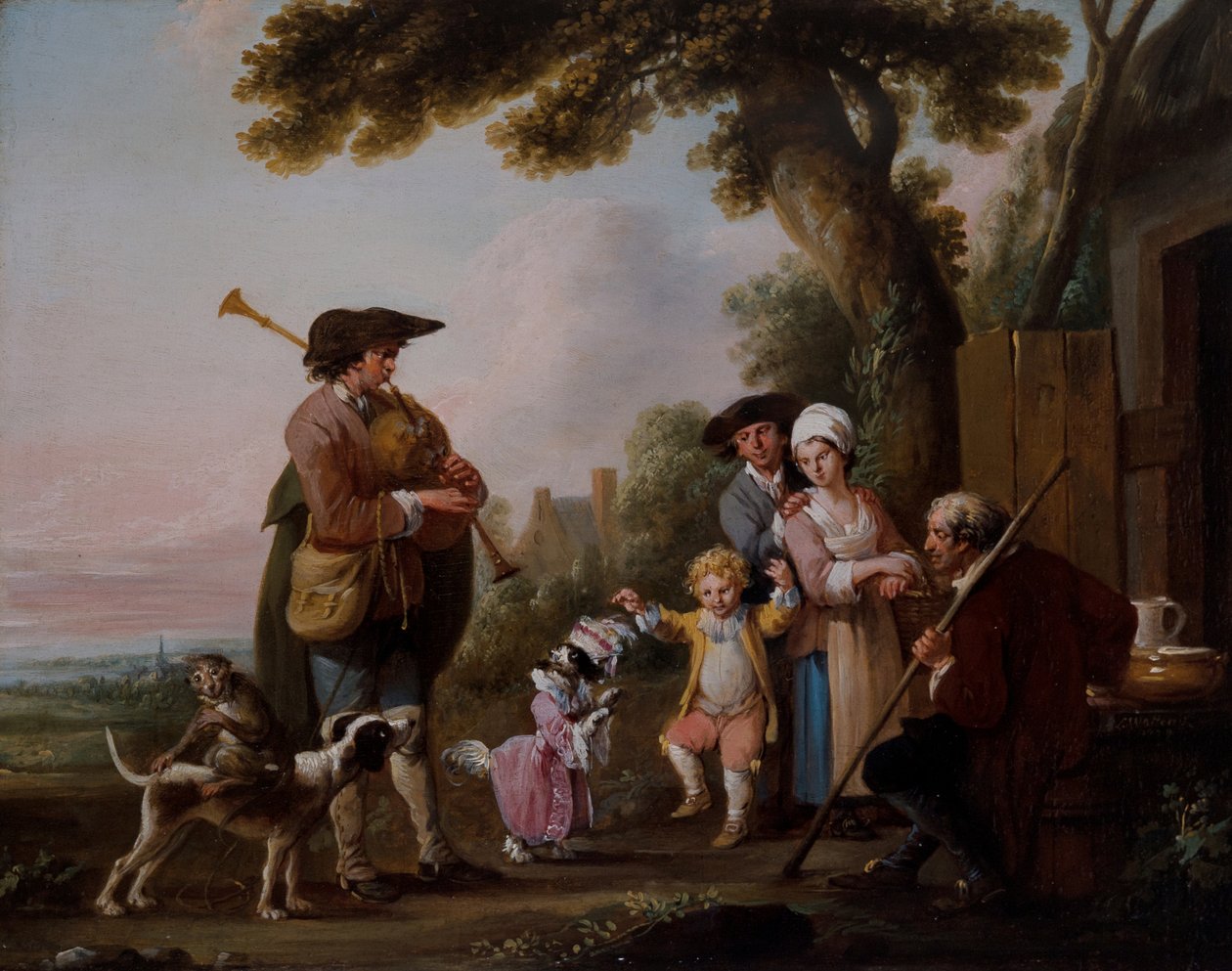 Meyhanelerin önünde performans sergileyen hayvanlarla müzisyenler by Louis Joseph (1731 98) Watteau
