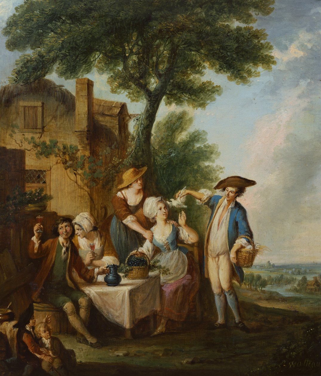 Güzel Güvercin (tuval üzerine yağlı boya) by Louis Joseph (1731 98) Watteau