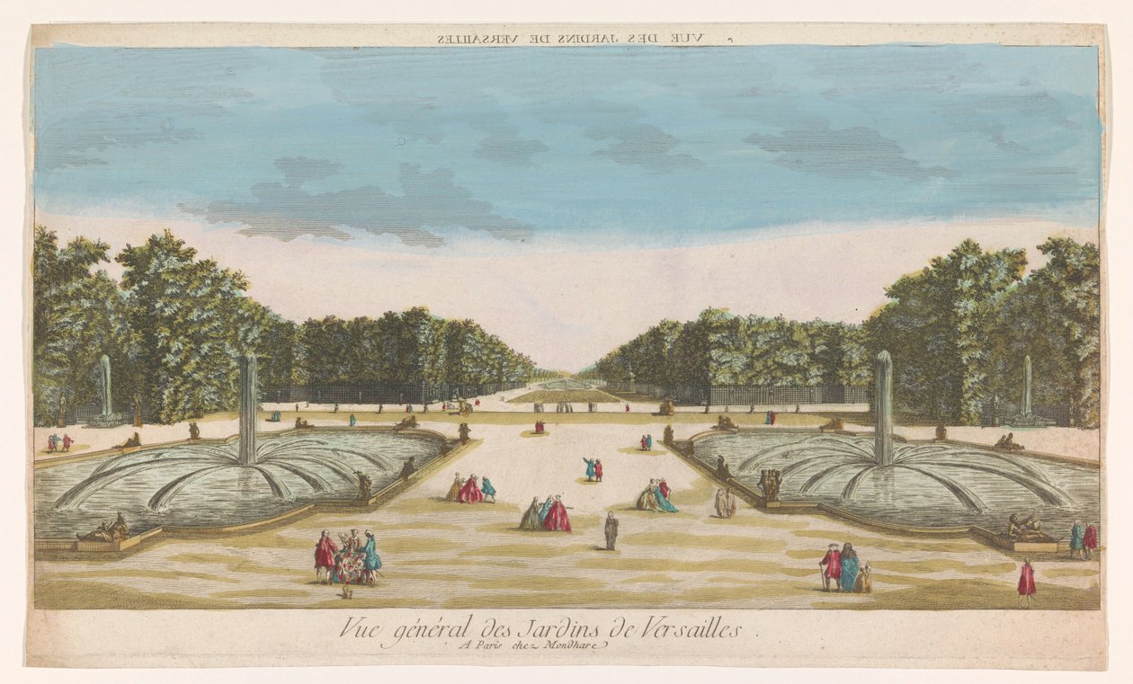 Versailles Bahçesi'nin görünümü Vue des Jardins de Versailles (nesne üzerindeki başlık) by Louis Joseph Mondhare