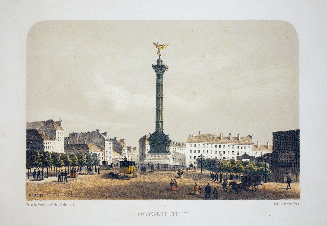 Column de July (Place de la Bastille), Paris. Litografi suluboya, Arnout
