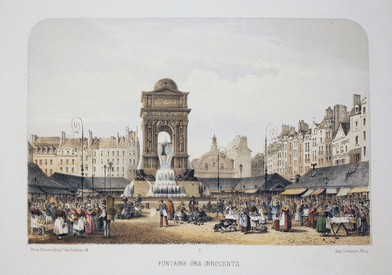 Masumlar Çeşmesi (Periler Çeşmesi), Paris. Litografi suluboya, Arnout
