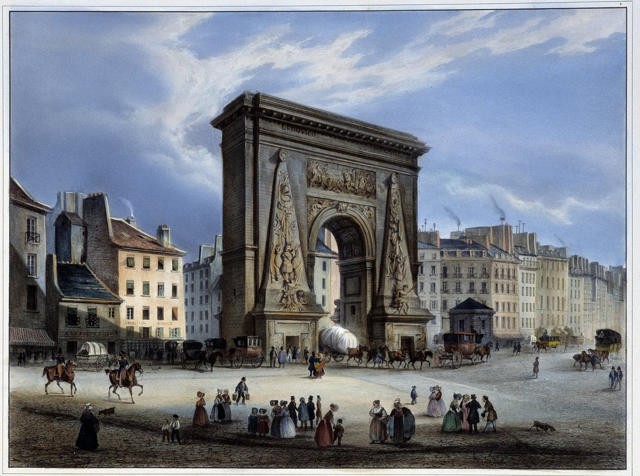 Porte de Saint-Denis - Arnout tarafından "" Paris en 1837 "" içinde, ed. Operasyon ve Hauser by Louis Jules Arnout