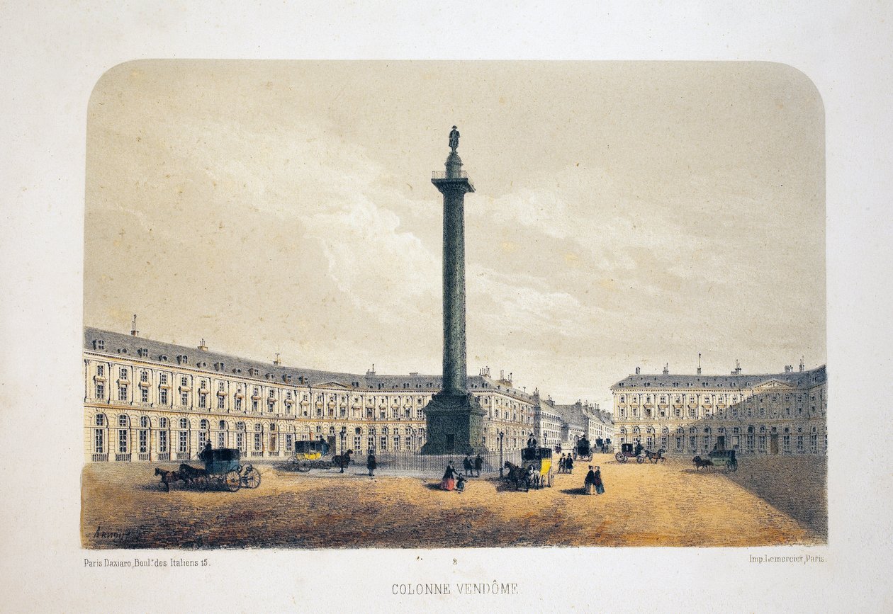 Vendome Sütunu, Paris. Litografi suluboya, Arnout