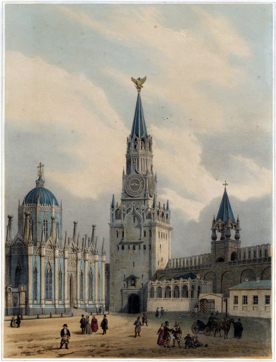 ""Kutsal Kurtarıcı Kulesi (veya Spasskaia Kulesi) ve Kızıl Meydan, Kremlin, Moskova
