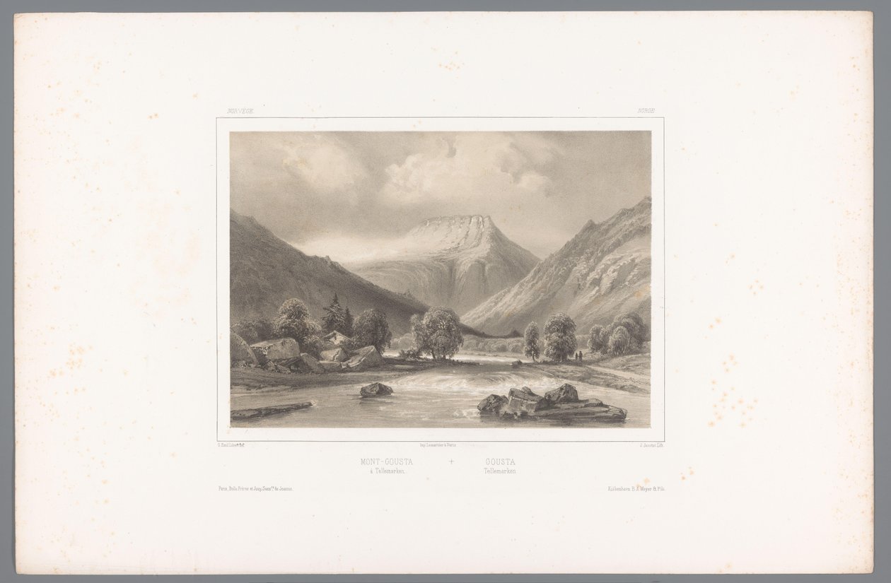 Telemark Mont-Gousta à Tellemarken / Gousta'daki Gaustatoppen'in görünümü. Tellemarken (nesne üzerindeki başlık) İskandinavya'daki Yüzler (dizi başlığı) Vues du Nord. Norvege (dizi adı) by Louis Julien Jacottet