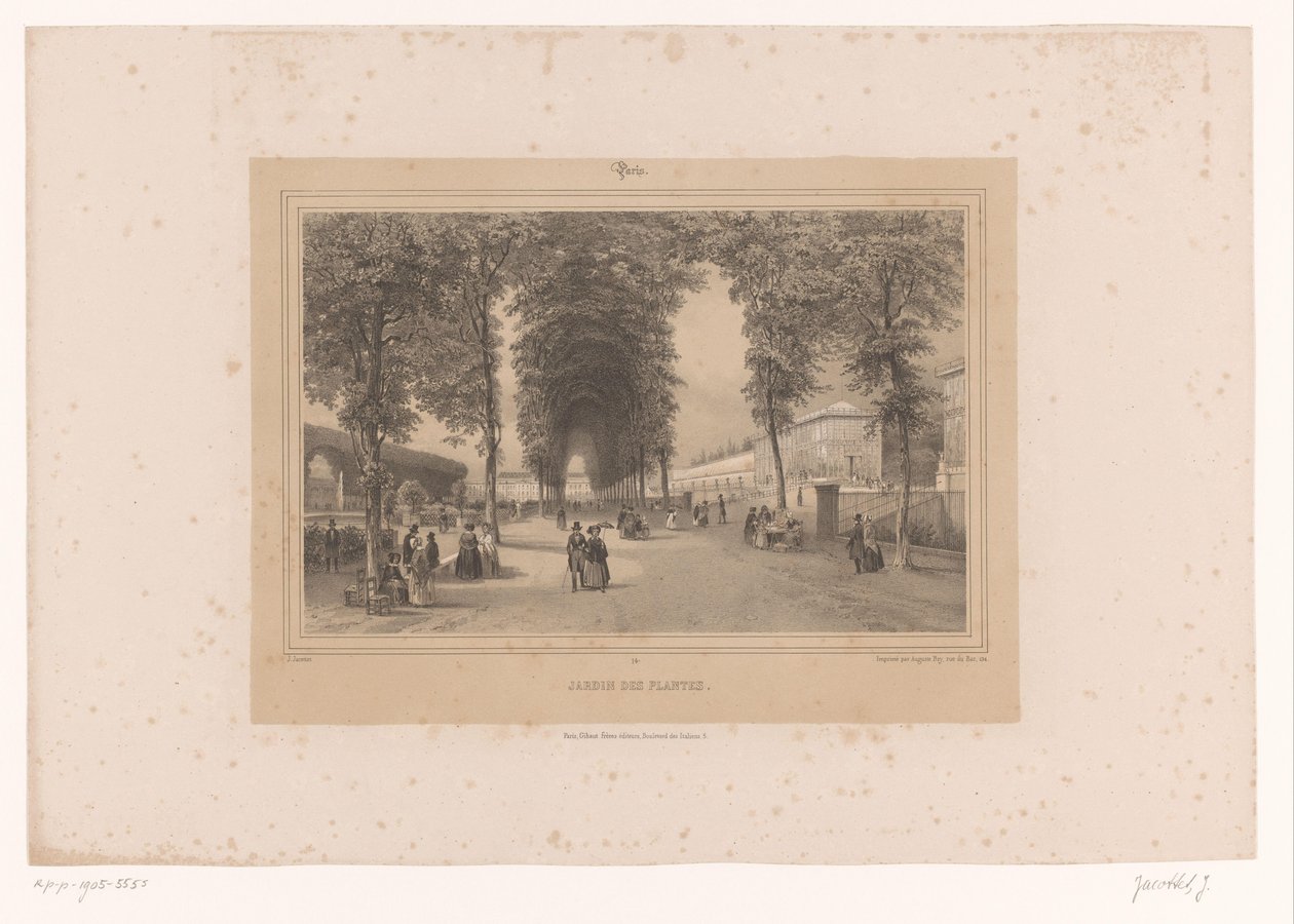 Jardin des Plantes'in görünümü Jardin des Plantes (nesne üzerindeki başlık) Paris ve çevresindeki görüntüler (dizi başlığı) Paris (nesne üzerindeki dizi başlığı) by Louis Julien Jacottet
