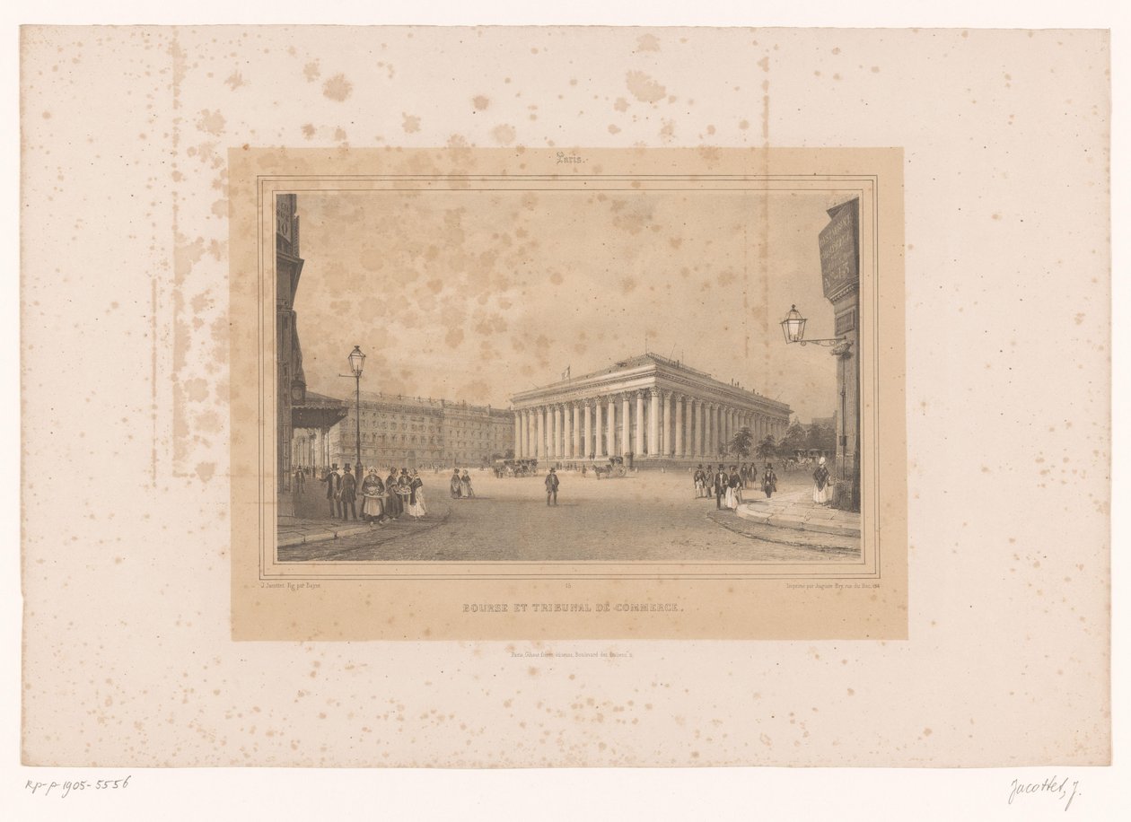 Paris'teki Bourse binasının görünümü Bourse et Tribunal de Commerce (nesne üzerindeki başlık) Paris'teki ve çevresindeki görüntüler (dizi başlığı) Paris (nesne üzerindeki dizi başlığı) by Louis Julien Jacottet
