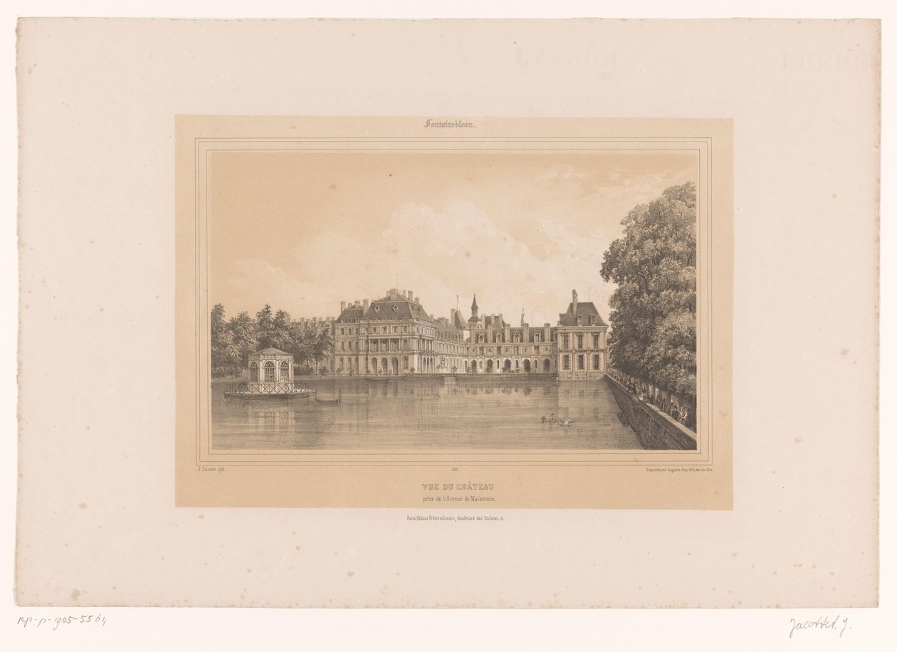 Fontainebleau kalesinin görünümü Vue du Château, l'Avenue de Maintenon ödülü (nesne üzerindeki başlık) Paris ve çevresindeki manzaralar (dizi başlığı) Fontainebleau (nesne üzerindeki dizi başlığı) by Louis Julien Jacottet