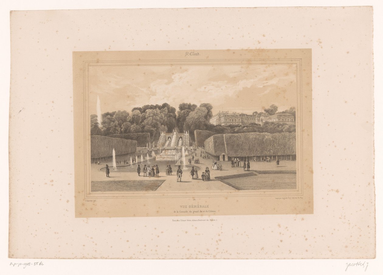 Saint-Cloud Vue générale de la Cascade parkındaki Saint-Cloud kalesinin görünümü, du grand Jet et du Château (nesne üzerinde başlık) Paris ve çevresinden görüntüler (seri başlığı) St. Cloud (nesne üzerinde dizi başlığı) by Louis Julien Jacottet