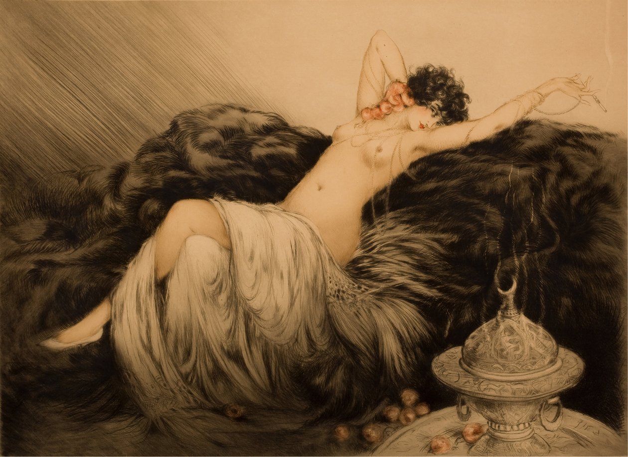 Siyah Kürklü Çıplak. by Louis Justin Laurent Icart