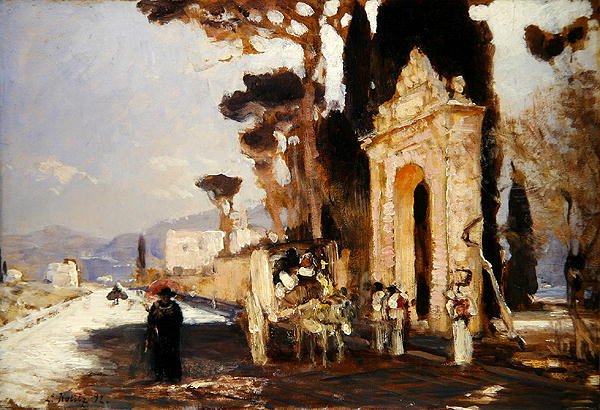 Barok Park Kapısı Olan Bir İtalyan Yolu by Louis Kolitz