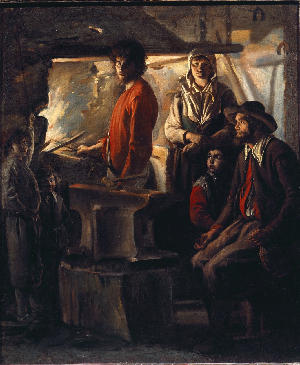 Demirci demirhanesinde - tuval üzerine yağlı boya by Louis le Nain