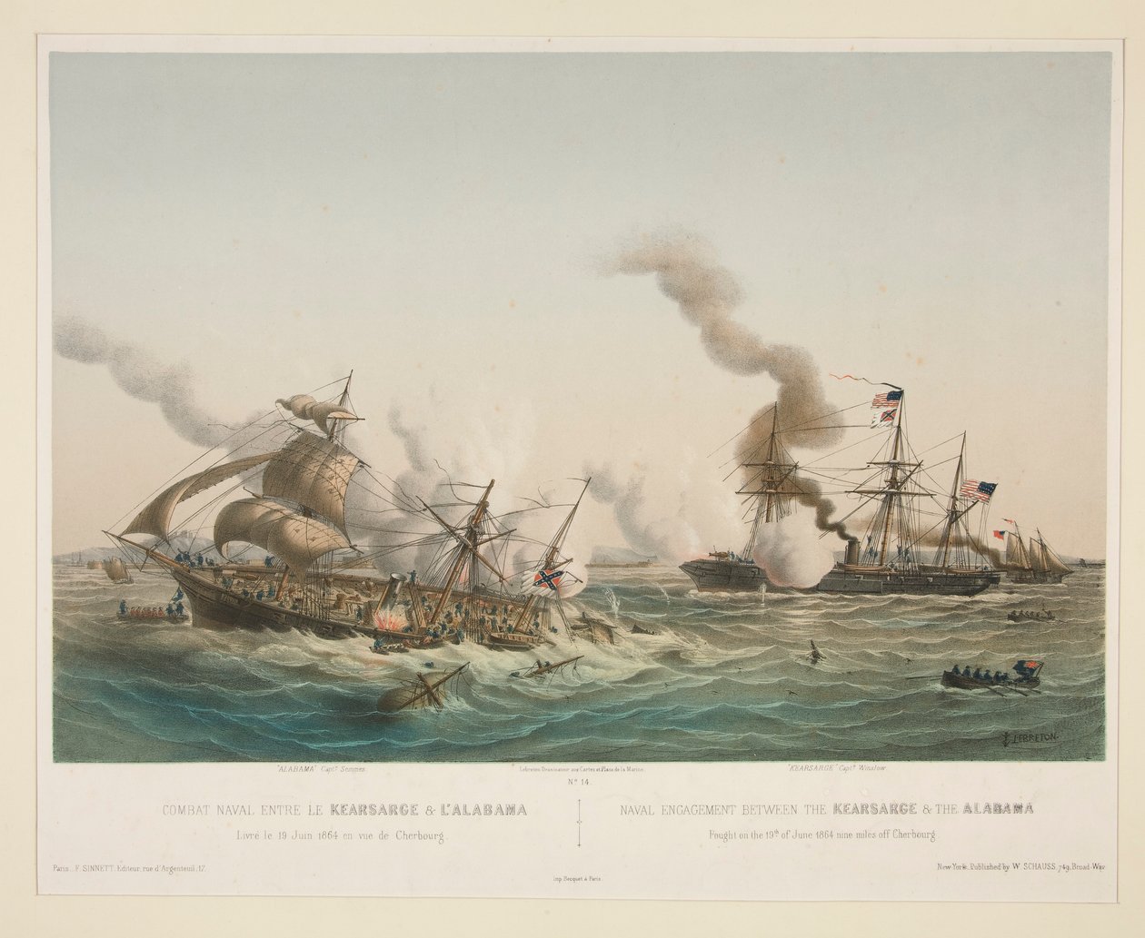 Kearsage ile deniz kuvvetleri arasındaki deniz muharebesi by Louis Le Breton
