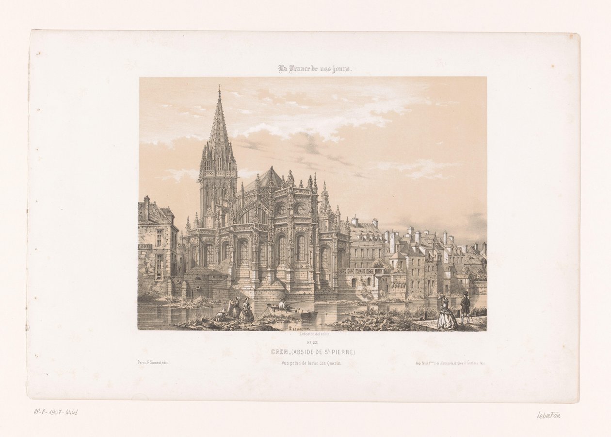 Caen Caen'deki Aziz Petrus Kilisesi'nin apsisinin görünümü (Abside de St. Pierre). Vue ödülü de la rue des Quoris (nesne üzerine başlık) Çağdaş Fransa (dizi başlığı) La France de nos jours (nesne üzerine dizi başlığı) by Louis Le Breton
