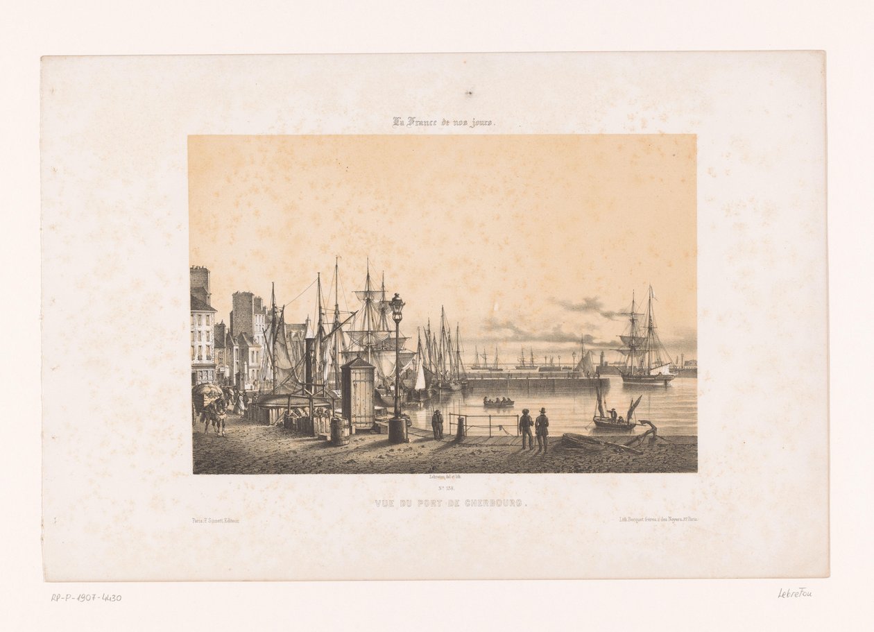 Cherbourg limanının görünümü Vue du port de Cherbourg (nesne üzerindeki başlık) Çağdaş Fransa (dizi adı) La France de nos jours (nesne üzerine seri başlığı) by Louis Le Breton