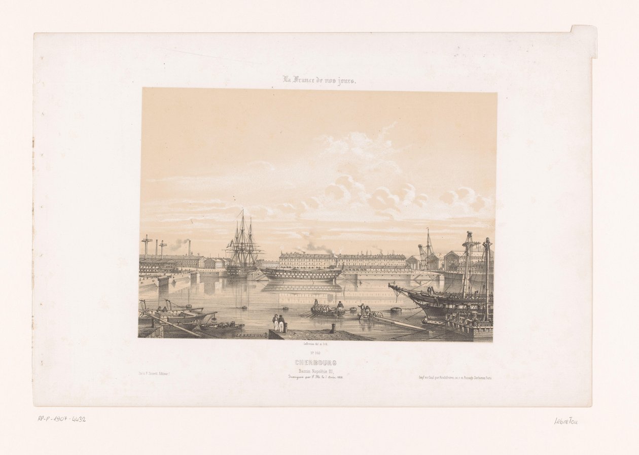 Cherbourg Cherbourg limanında Bassin Napoléon III'ün görünümü. Basin Napoléon III (nesne üzerine başlık) Çağdaş Fransa (dizi başlığı) La France de nos jours (nesne üzerine dizi başlığı) by Louis Le Breton