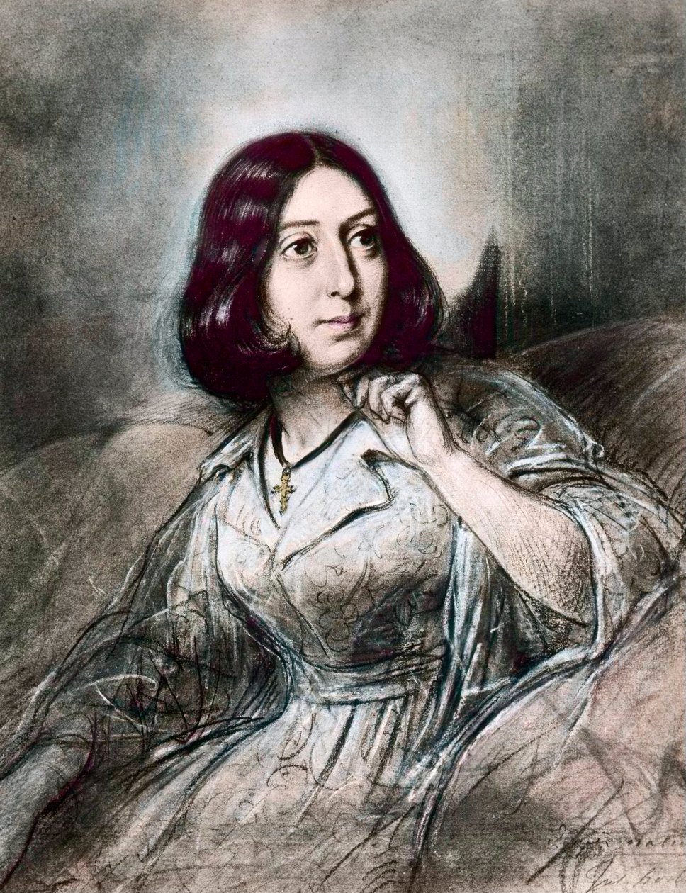 George Sand'in Louis Leopold Boilly'den sonraki portresi by Louis Leopold (after) Boilly