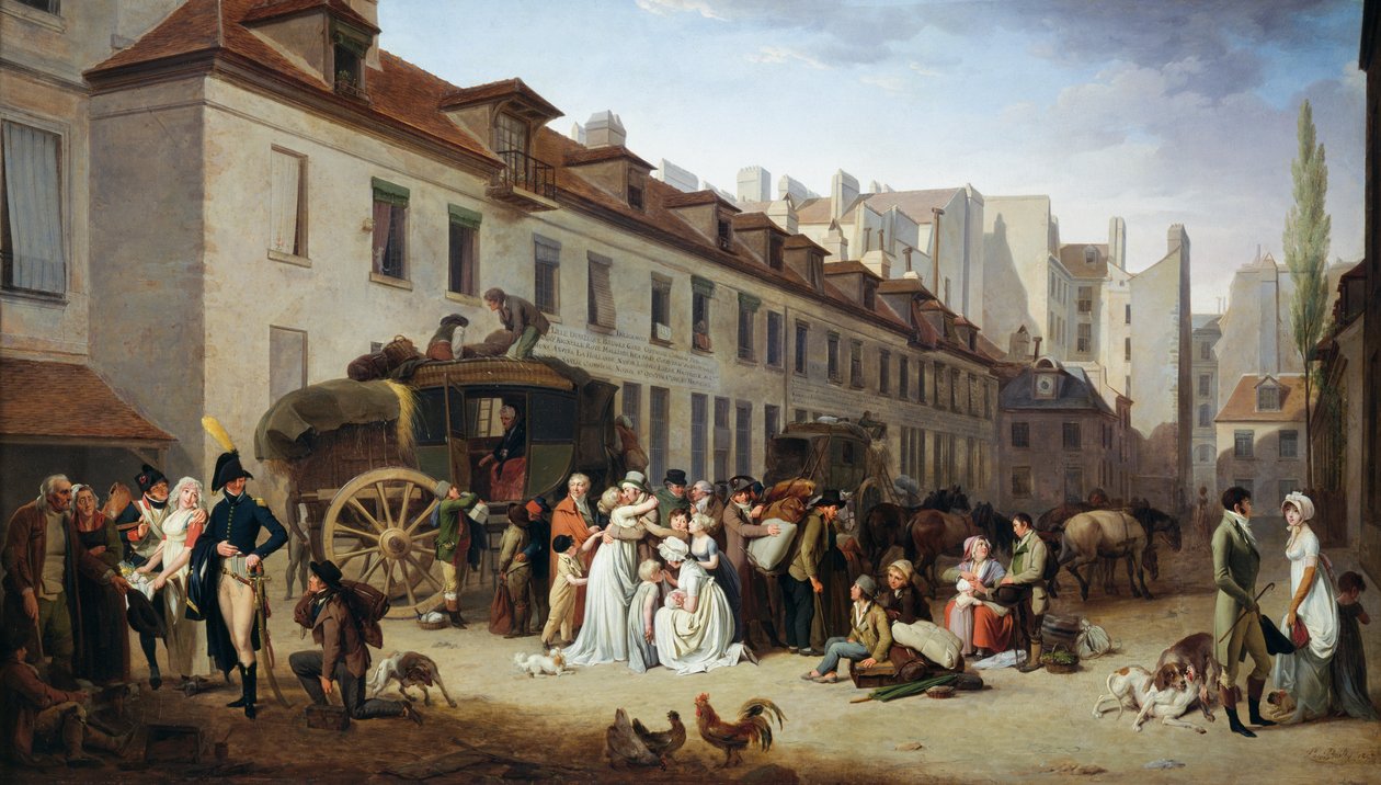 Posta arabasının Messageries avlusuna gelişi by Louis Leopold Boilly