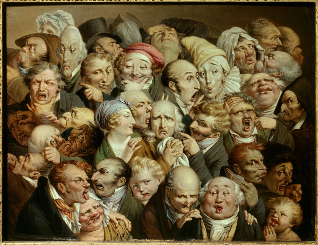 Karikatür: gülünç ifadeler dizisi “” 35 ifade başının birleşimi”” Louis Leopold Boilly