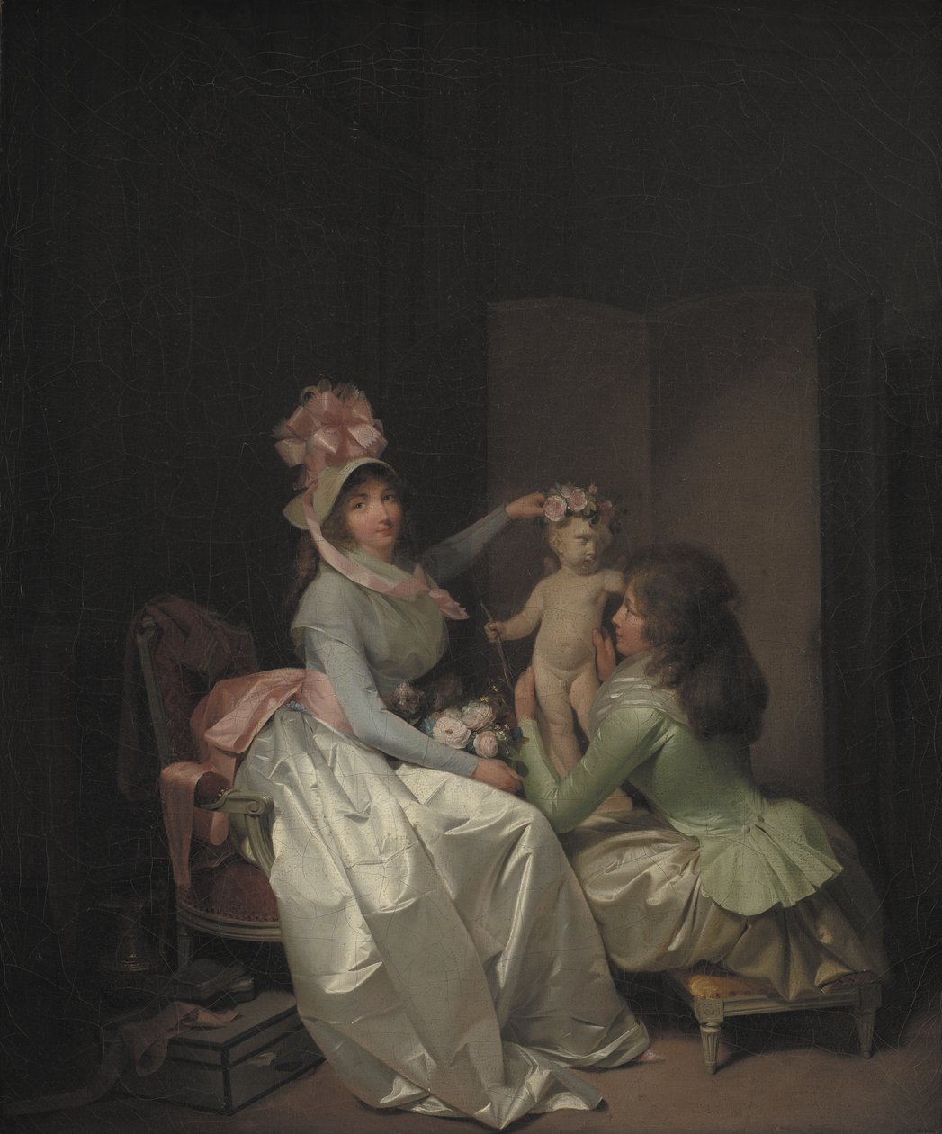 Aşk Tanrısı Heykelciğinin Çelenklenmesi by Louis Leopold Boilly