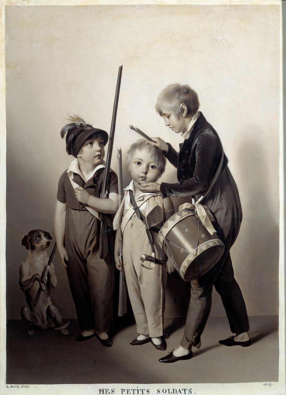Benim küçük askerlerim. Louis Leopold Boilly (1761-1845) tarafından yapılan gravür by Louis Leopold Boilly