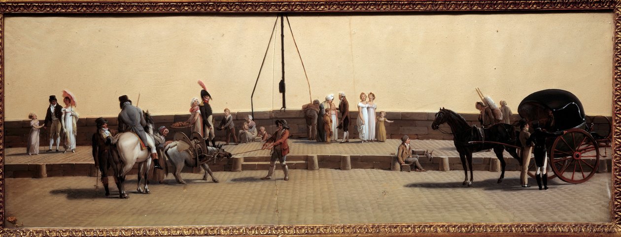 Passage du Pont Royal a Paris Tablosu, Louis Leopold Boilly (1761-1845) 1800 Güneş. 0,25x0,69 m Paris, Musee Carnavalet. by Louis Leopold Boilly