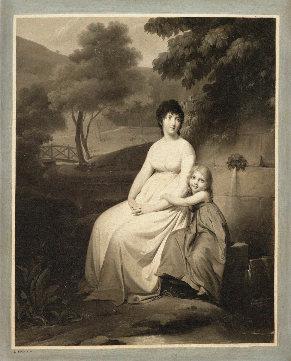 Thérésa Tallien ve kızının parkta portresi by Louis Leopold Boilly